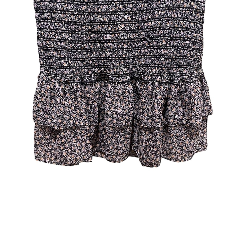 Storia Smocked Ruffle Floral Mini Dress Blue Pink Women’s Size Medium - Picture 3 of 9